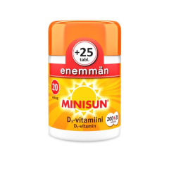 Minisun D-vitamiini 20 mikrog 200+25 tabl